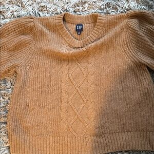 GAP Camel/Tan Cable-Knit V-Neck Sweater